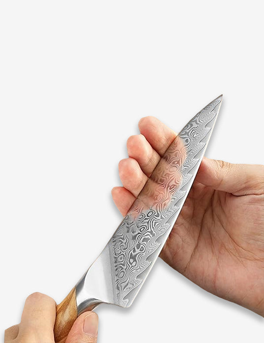 X01 5 Inch Utility Knife, 73 LAYERS Damascus STEEL WITH 14cr14v3monb POWDER STEEL Having Olive Wood Handle