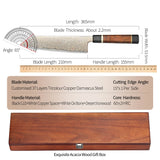 37 layers copper Damascus steel, 6.8 inch nakiri knife, 37 Layers Copper Damascus Steel Having North America Desert Ironwood Handle