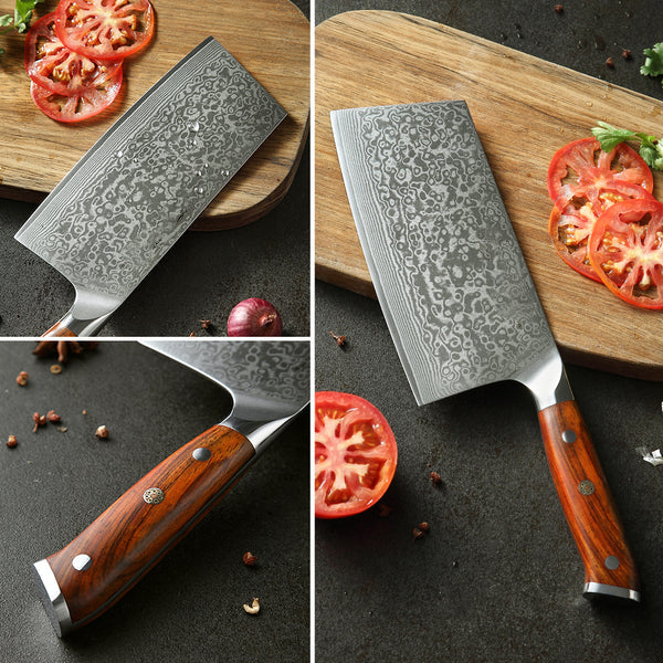 Blade Born Series 7 Inch Damascus Steel Cleaver Knife