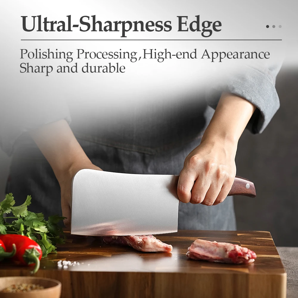 Bias Cut Series  6.7 Inch Bone Chopper Cleaver Having Red Sandalwood Handle