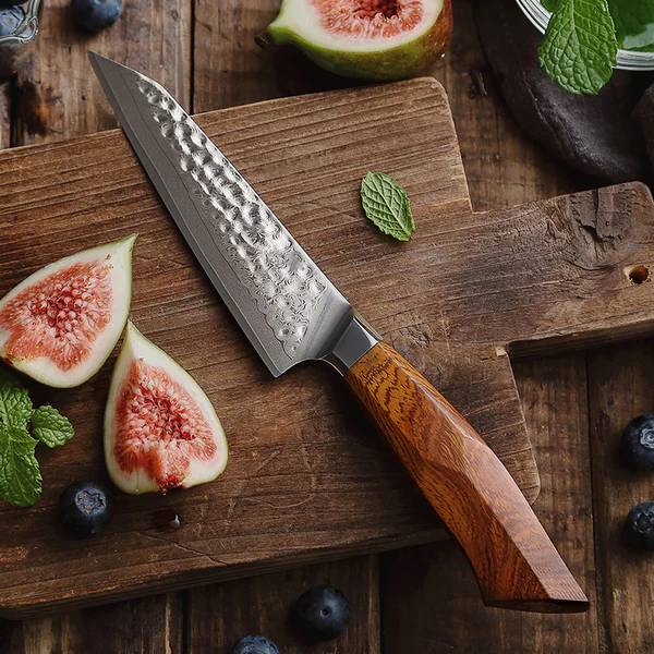 SRS13 5 Inch Utility Knife, Original Japan 49 Layers SRS13 Damascus Steel Having North America Desert Ironwood Handle