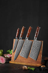 Bold Radiance Series 5pcs Damascus Knife Set with Triple Rivets Handle