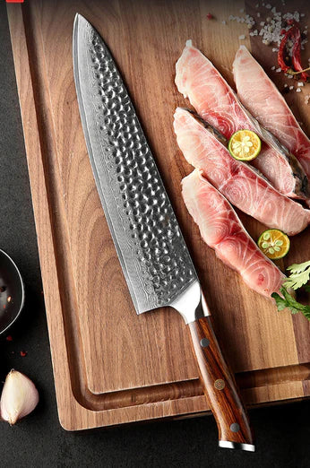 Bravo Series 10 Inch Damascus Steel Chef Knife With Desert Iron Wood Handle