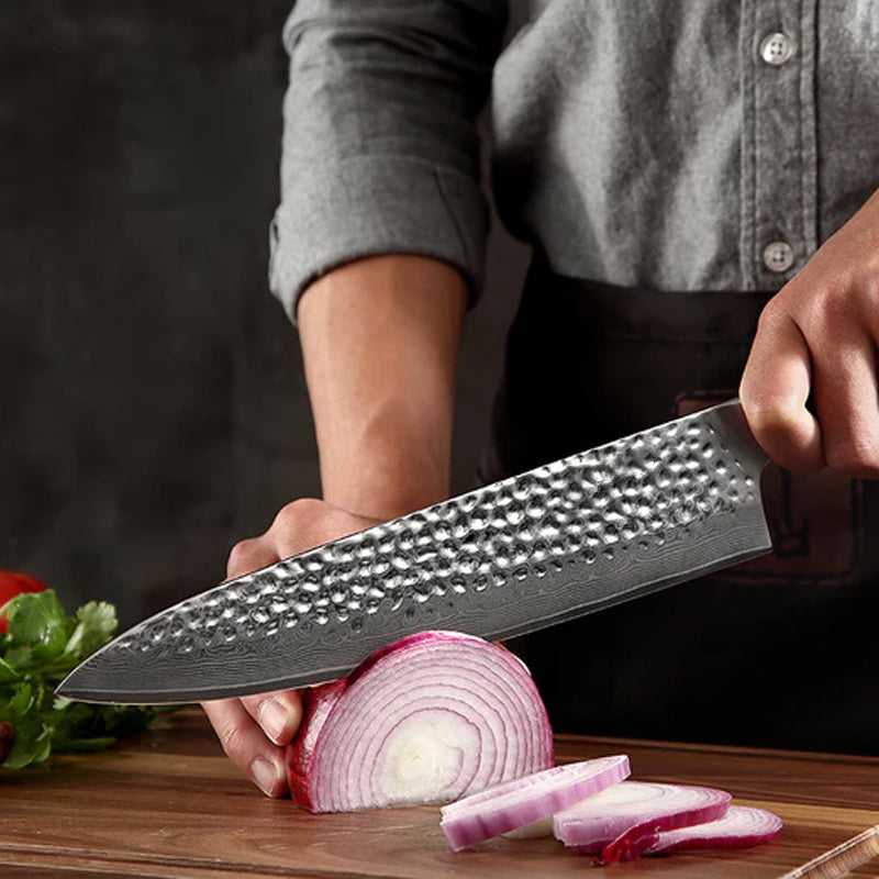 Bravo Series 10 Inch Damascus Steel Chef Knife With Desert Iron Wood Handle