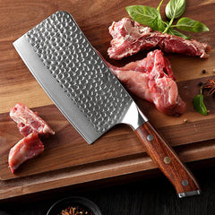 Bravo Series 7 Inch Damascus Steel Cleaver Knife With Desert Iron Wood Handle