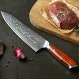 Bravo Series 2pcs Damascus Steel Chef And Utility Knife Set With Iron Wood Handle