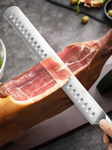 B13S 12 Inch Granton Carving Knife, German 1.4116 Steel, Having Nature Ebony Wood Handle