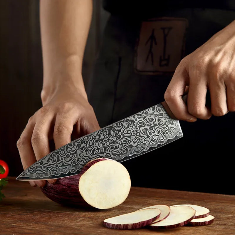 Benchmark Series 5pcs Damascus Knife Set With Pakka Wood Handle